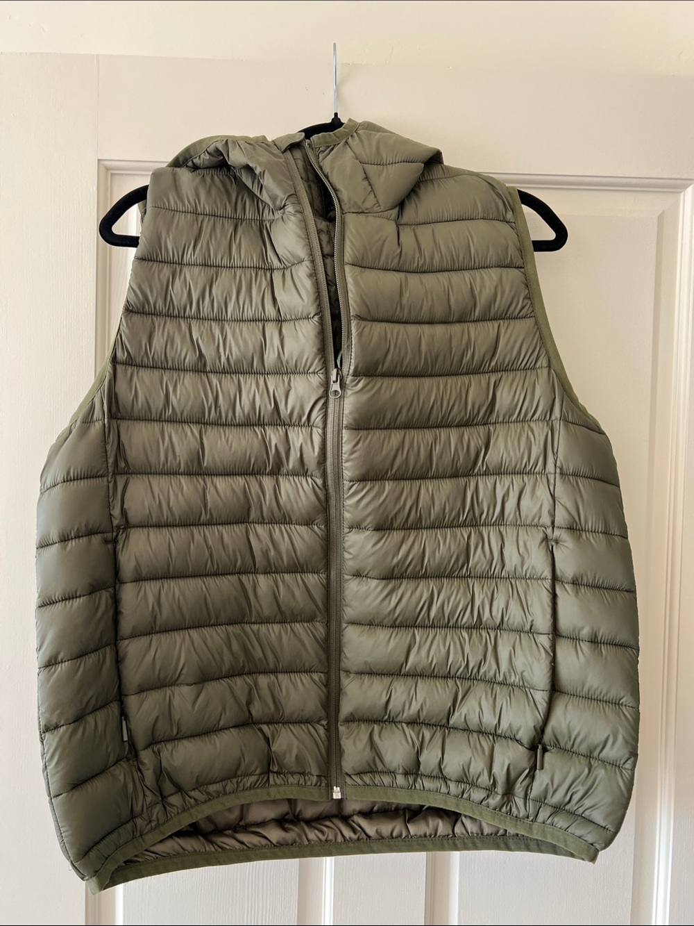 H&M Olive Quilted Hooded Puffer Vest NWOT